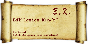 Bölcsics Kunó névjegykártya